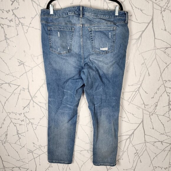 Torrid Light Wash Distressed Vintage Stretch Mid Rise Boyfriend Jeans - Picture 3 of 6
